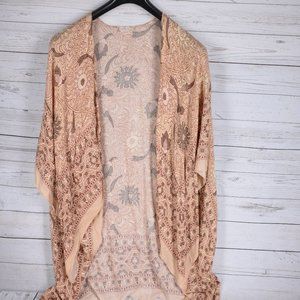 Free People Medium Pale Pink Floral Cotton Caftan